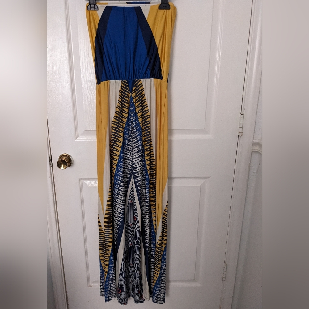 Fashionomics Blue and Yellow Knit Fabric